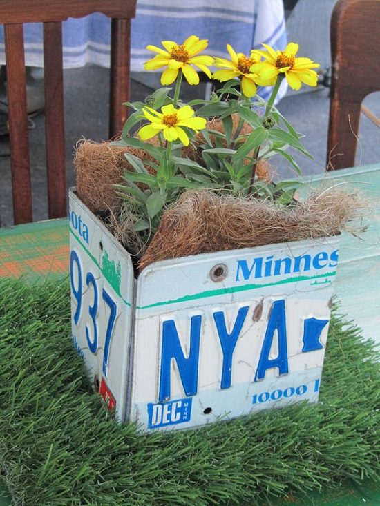 License Plate Flower Boxes