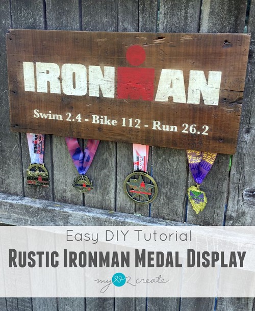Rustic Ironman Medal Display
